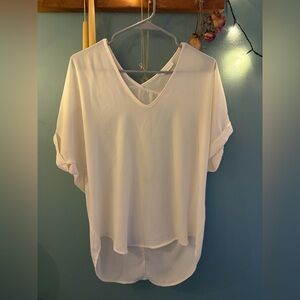 Lush Cream V-Neck Blouse